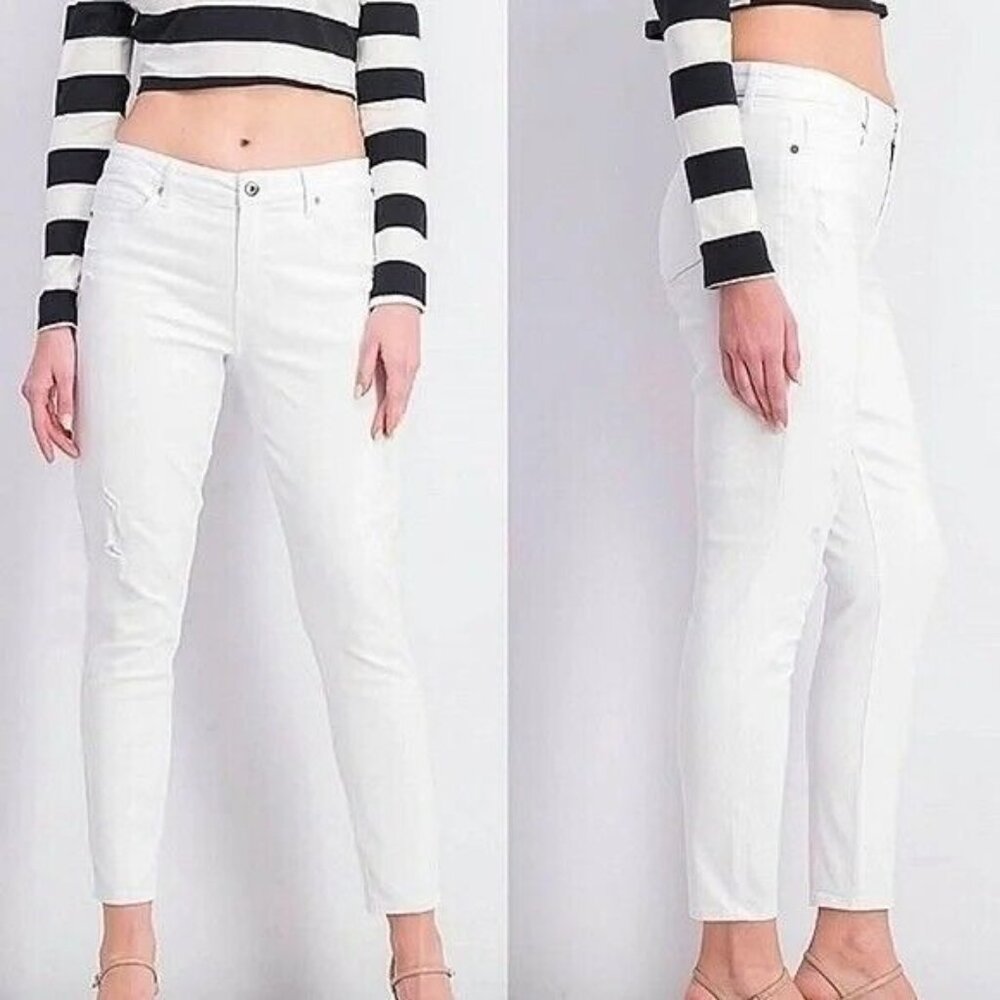 Pistola Jennifer White Cropped Ankle Mid-Rise Skinny Jeans